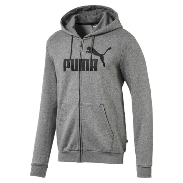 Baju Sneakers Puma Essentials Big Logo Full zip Hoodie Grey